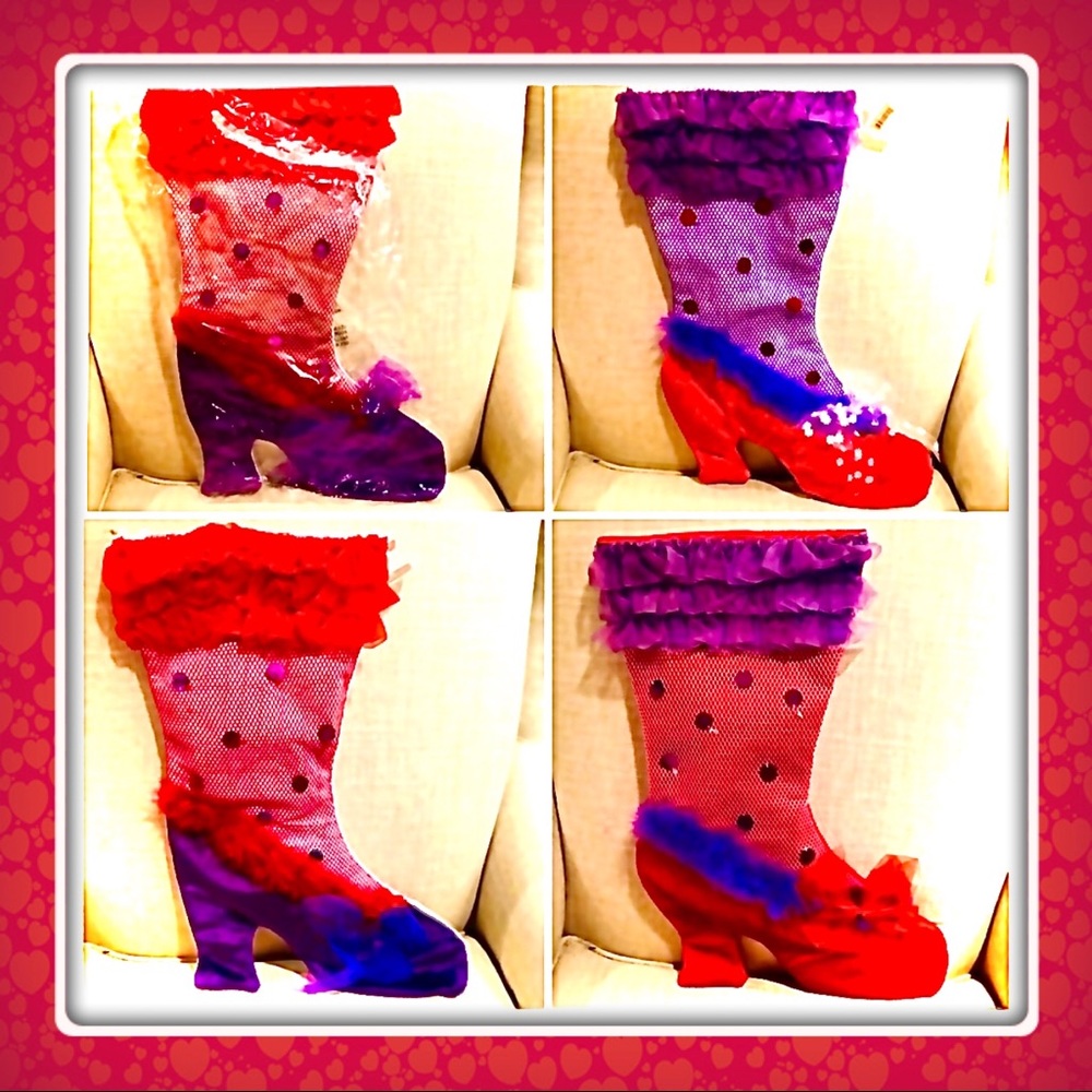 GANZ Red and Purple Holiday Stockings